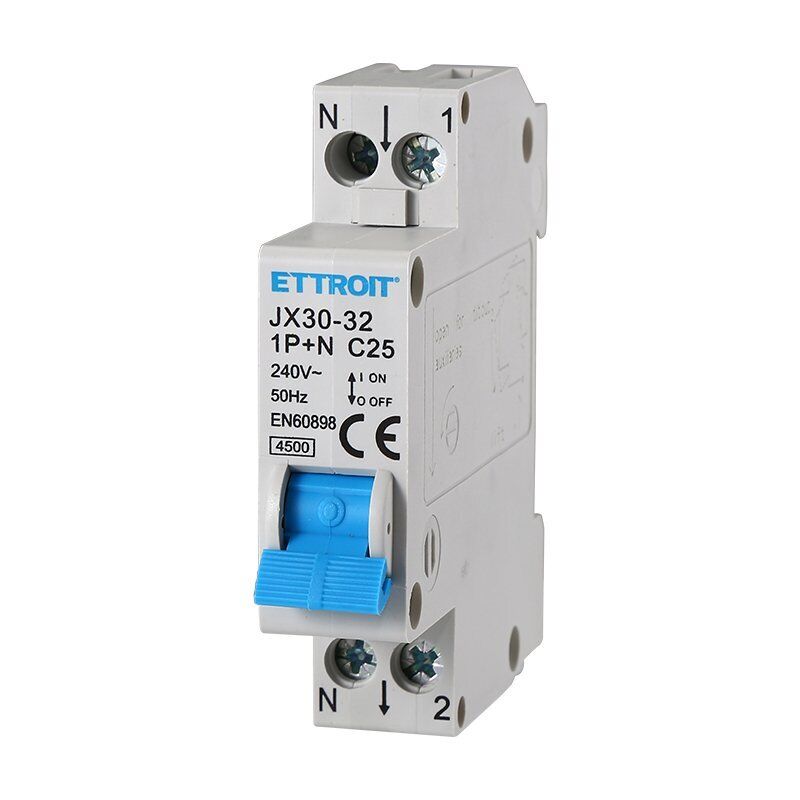 ETTROIT Interruttore Magnetotermico Automatico 1P+N 25A 4500A 220V Salvavita Sto