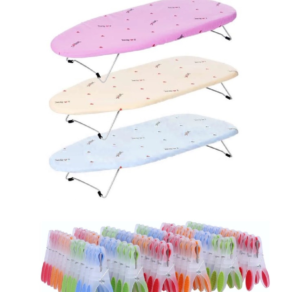 Image of Asse da Stiro Portatile Salvaspazio 73x32 cm con 60 Mollette Soft Anti segno