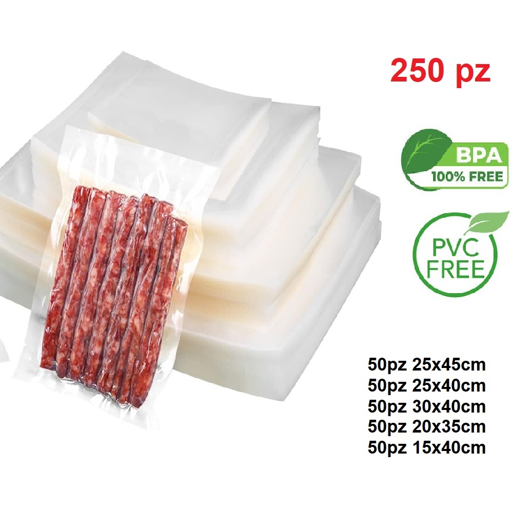 Image of Buste Sottovuoto Goffrate 250pz 5 Misure uso Domestico e Professionale BPA FREE