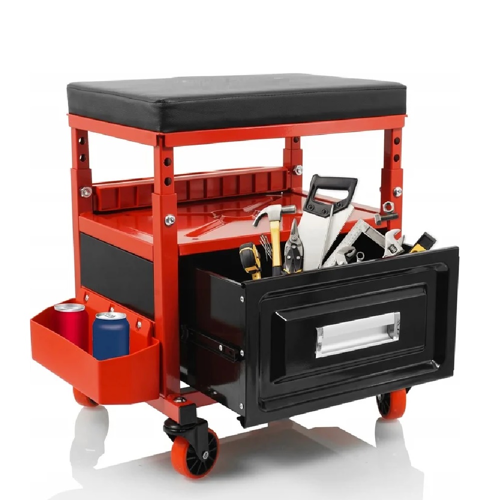 Image of Sgabello Garage Officina Regolabile 4Ruote Struttura Metallo Verniciato Garage Officina