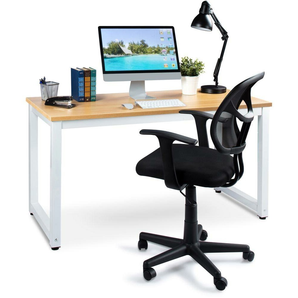 Image of Tavolo Scrivania Ufficio Camera Studio Metallo e Legno 120x60 H70cm Bianco Noce