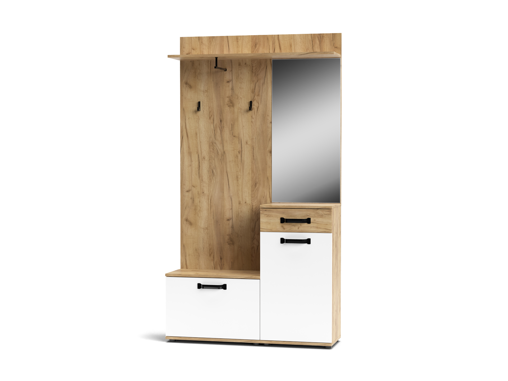 Mobile ingresso con specchio cm 104x32x190h mod. MOSSO Rovere Bianco